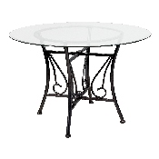Princeton 45'' Round Glass Dining Table with Black Metal Frame, XU-TBG-17-GG