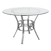 Carlisle 45'' Round Glass Dining Table with Silver Metal Frame, XU-TBG-20-GG