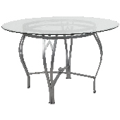 Syracuse 48'' Round Glass Dining Table with Silver Metal Frame, XU-TBG-22-GG