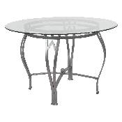 Syracuse 45'' Round Glass Dining Table with Silver Metal Frame, XU-TBG-23-GG