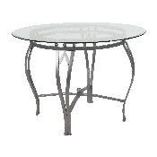 Syracuse 42'' Round Glass Dining Table with Silver Metal Frame, XU-TBG-24-GG