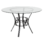 Carlisle 48'' Round Glass Dining Table with Black Metal Frame, XU-TBG-4-GG