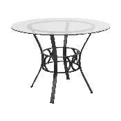 Carlisle 42'' Round Glass Dining Table with Black Metal Frame, XU-TBG-6-GG