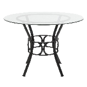 Carlisle 42'' Round Glass Dining Table with Black Metal Frame, XU-TBG-6-GG