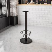 18'' Round Restaurant Table Base with 3'' Dia. Bar Height Column and Foot Ring, XU-TR18-BAR-3CFR-GG
