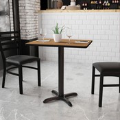 24'' x 30'' Rectangular Walnut Laminate Table Top with 22'' x 22'' Table Height Base, XU-WALTB-2430-T2222-GG