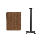 24'' x 30'' Rectangular Walnut Laminate Table Top with 22'' x 22'' Bar Height Table Base, XU-WALTB-2430-T2222B-GG