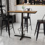 24'' x 42'' Rectangular Walnut Laminate Table Top with 23.5'' x 29.5'' Bar Height Table Base and Foot Ring, XU-WALTB-2442-T2230B-3CFR-GG