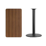 24'' x 42'' Rectangular Walnut Laminate Table Top with 24'' Round Bar Height Table Base, XU-WALTB-2442-TR24B-GG