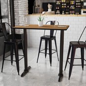 30'' x 42'' Rectangular Walnut Laminate Table Top with 5'' x 22'' Bar Height Table Bases, XU-WALTB-3042-T0522B-GG