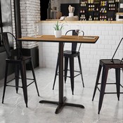 30'' x 42'' Rectangular Walnut Laminate Table Top with 23.5'' x 29.5'' Bar Height Table Base, XU-WALTB-3042-T2230B-GG