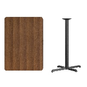 30'' x 42'' Rectangular Walnut Laminate Table Top with 23.5'' x 29.5'' Bar Height Table Base, XU-WALTB-3042-T2230B-GG