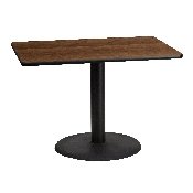 30'' x 42'' Rectangular Walnut Laminate Table Top with 24'' Round Table Height Base, XU-WALTB-3042-TR24-GG