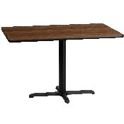 30'' x 48'' Rectangular Walnut Laminate Table Top with 23.5'' x 29.5'' Table Height Base, XU-WALTB-3048-T2230-GG