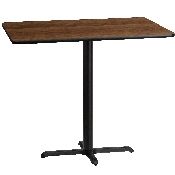 30'' x 48'' Rectangular Walnut Laminate Table Top with 23.5'' x 29.5'' Bar Height Table Base, XU-WALTB-3048-T2230B-GG