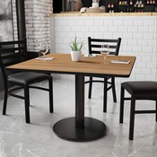 42'' Square Walnut Laminate Table Top with 24'' Round Table Height Base, XU-WALTB-4242-TR24-GG