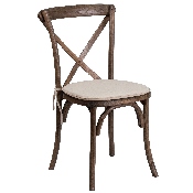 HERCULES Series Stackable Early American Wood Cross Back Chair with Cushion, XU-X-EA-NTC-GG