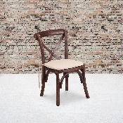 HERCULES Series Stackable Kids Mahogany Wood Cross Back Chair with Cushion, XU-X-MAH-KID-NTC-GG