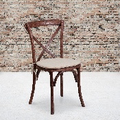 HERCULES Series Stackable Mahogany Wood Cross Back Chair with Cushion, XU-X-MAH-NTC-GG