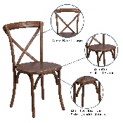 HERCULES Series Stackable Pecan Wood Cross Back Chair, XU-X-PEC-GG