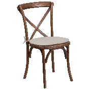 HERCULES Series Stackable Pecan Wood Cross Back Chair with Cushion, XU-X-PEC-NTC-GG