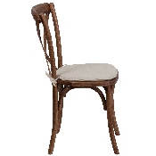 HERCULES Series Stackable Pecan Wood Cross Back Chair with Cushion, XU-X-PEC-NTC-GG