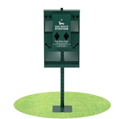 Kessler Compact Dog Waste Station with Rectangular Lidded Trash Can and Locking Roll Waste Bag Dispenser in Green, YAN-G5S065425-GG