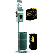 Kessler Pet Waste Station with Pedal Trash Can, Glow in the Dark Sign, Pull-Out Bag Dispenser, Hand Sanitizer Bottle, 400 Waste Bags and 50 Can Liners, YAN-HL1I55425-GG