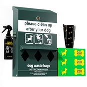 Kessler Locking Dog Waste Bag Dispenser with Glow in the Dark Sign, Hand Sanitizer Bottle and Rain Guard - 600 Roll Bags Included, YAN-Y2V045425-GG