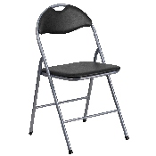 HERCULES Series Black Vinyl Metal Folding Chair with Carrying Handle, YB-YJ806H-GG