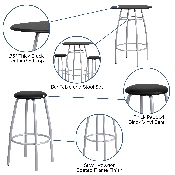 Bar Height Table Set with Padded Stools, YB-YJ922-GG