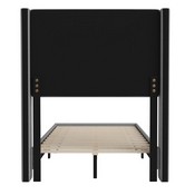 Hollis Twin Upholstered Platform Bed with Wingback Headboard, Mattress Foundation with Slatted Supports, No Box Spring Needed, Gray Faux Linen, YK-1078-GY-T-GG