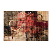 Caldor Collection Abstract 6' x 9' Warm Beige, Green, and Red Olefin Area Rug with Jute Backing, Living Room, Bedroom, YK-A811A-D8571-69-GR-GG