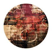 Caldor Collection Abstract 8' x 8' Round Warm Beige, Green, and Red Olefin Area Rug with Jute Backing, Living Room, Bedroom, YK-A811A-D8571-8R-GR-GG