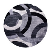 Harken Collection Geometric 5' x 5' Black and Gray Round Olefin Area Rug with Jute Backing, Living Room, Bedroom, YK-F968A-D9276I-5R-BK-GG
