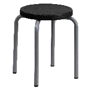 Stackable Stool with Black Seat and Silver Powder Coated Frame, YK01B-GG