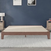 Evelyn Walnut Finish Wood King Platform Bed with Wooden Support Slats, No Box Spring Required, YKC-1090-K-WAL-GG