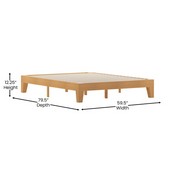 Evelyn Natural Pine Finish Wood Queen Platform Bed with Wooden Support Slats, No Box Spring Required, YKC-1090-Q-NAT-GG