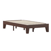 Evelyn Walnut Finish Wood Twin Platform Bed with Wooden Support Slats, No Box Spring Required, YKC-1090-T-WAL-GG