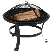 22" Round Wood Burning Firepit with Mesh Spark Screen and Poker, YL-202-22-GG