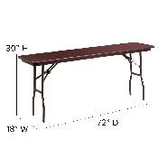 6-Foot Mahogany Melamine Laminate Folding Training Table, YT-1872-MEL-WAL-GG