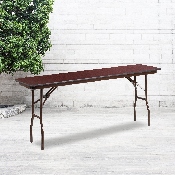 6-Foot Mahogany Melamine Laminate Folding Training Table, YT-1872-MEL-WAL-GG