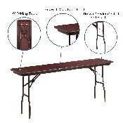 6-Foot Mahogany Melamine Laminate Folding Training Table, YT-1872-MEL-WAL-GG