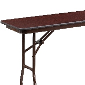 6-Foot Mahogany Melamine Laminate Folding Training Table, YT-1872-MEL-WAL-GG
