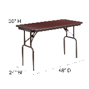 4-Foot Mahogany Melamine Laminate Folding Banquet Table, YT-2448-MEL-WAL-GG
