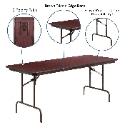 6-Foot High Pressure Mahogany Laminate Folding Banquet Table, YT-3072-HIGH-WAL-GG