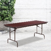 6-Foot Mahogany Melamine Laminate Folding Banquet Table, YT-3072-MEL-WAL-GG