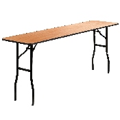 6-Foot Rectangular Wood Folding Training / Seminar Table with Smooth Clear Coated Finished Top, YT-WTFT18X72-TBL-GG