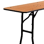 8-Foot Rectangular Wood Folding Training / Seminar Table with Smooth Clear Coated Finished Top, YT-WTFT18X96-TBL-GG