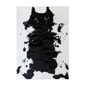 Barstow Collection 3' x 5' Black Faux Cowhide Print Olefin Area Rug with Jute Backing for Living Room, Bedroom, Entryway